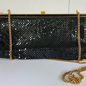 Vintage Whiting & Davis Black Mesh Purse with Gold Tone Hardware
